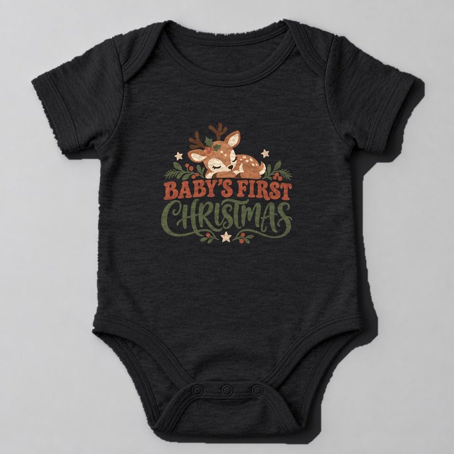 Baby's First Christmas Baby Onesie in Black