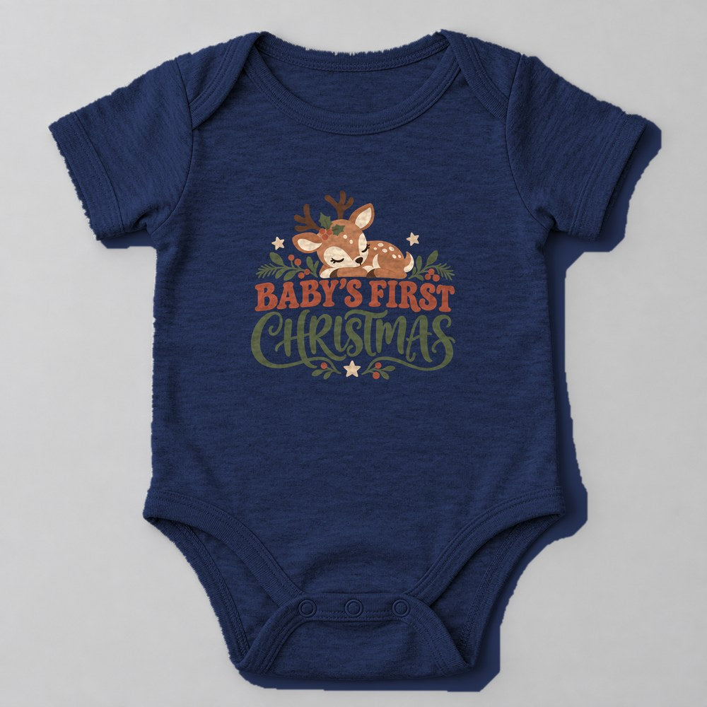 Baby's First Christmas Baby Onesie in Navy