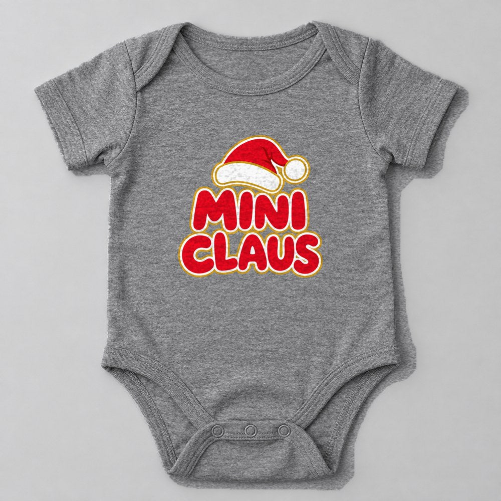 Mini Claus Baby Onesie in Heather Grey