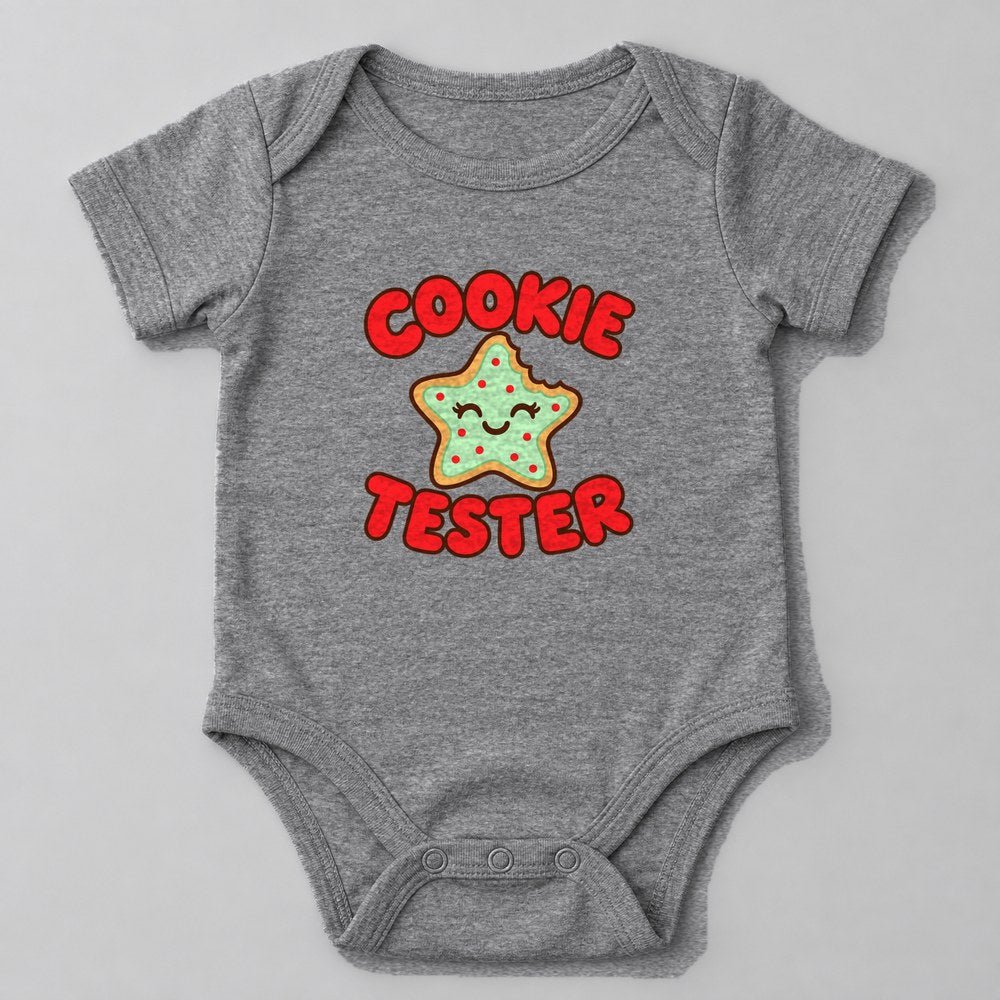 Cookie Tester Baby Onesie in Heather Grey