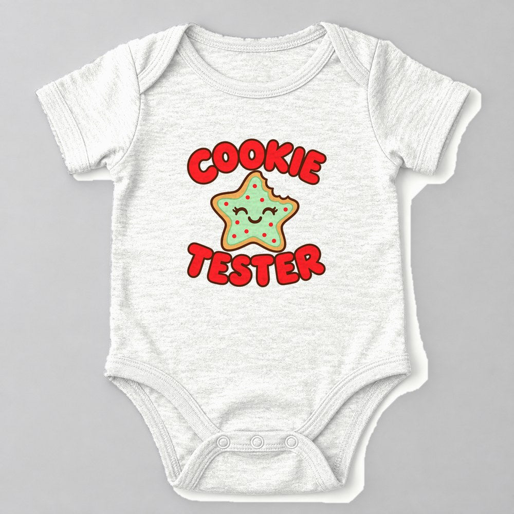 Cookie Tester Baby Onesie in White