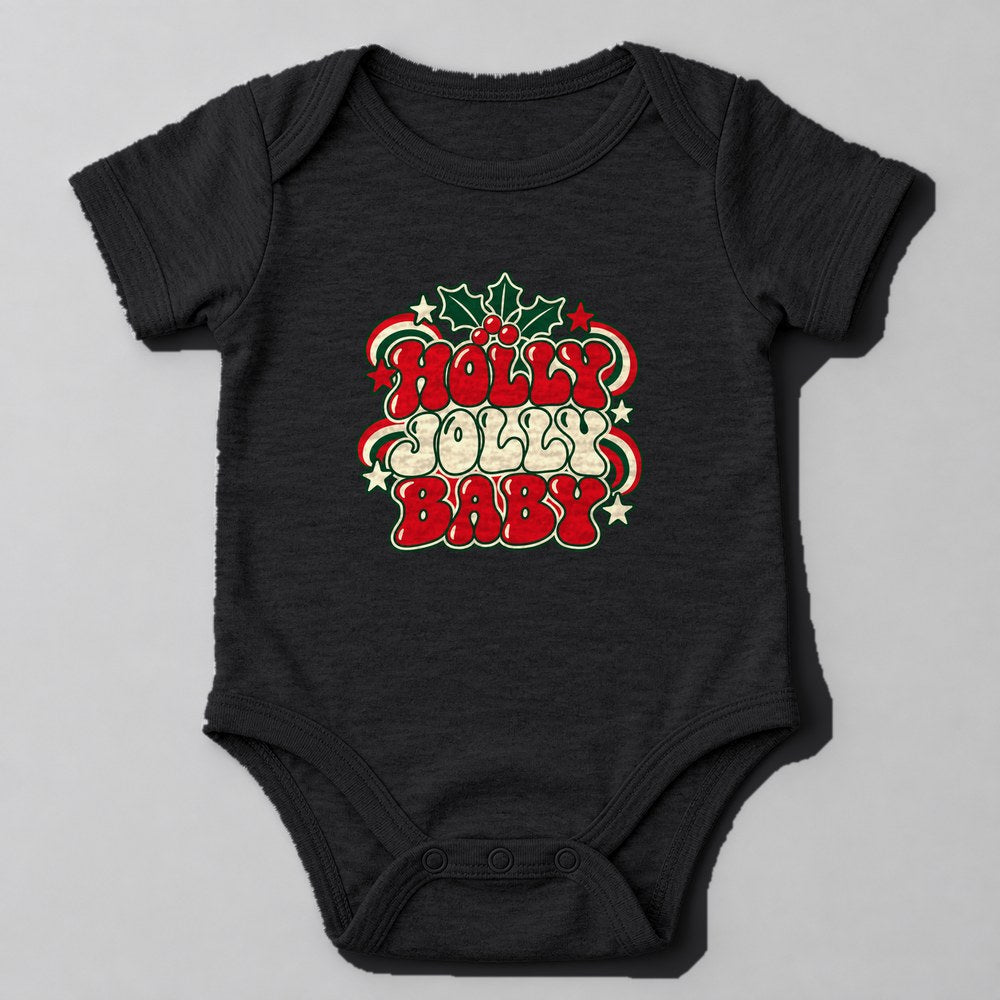 Holly Jolly Baby Baby Onesie in Black