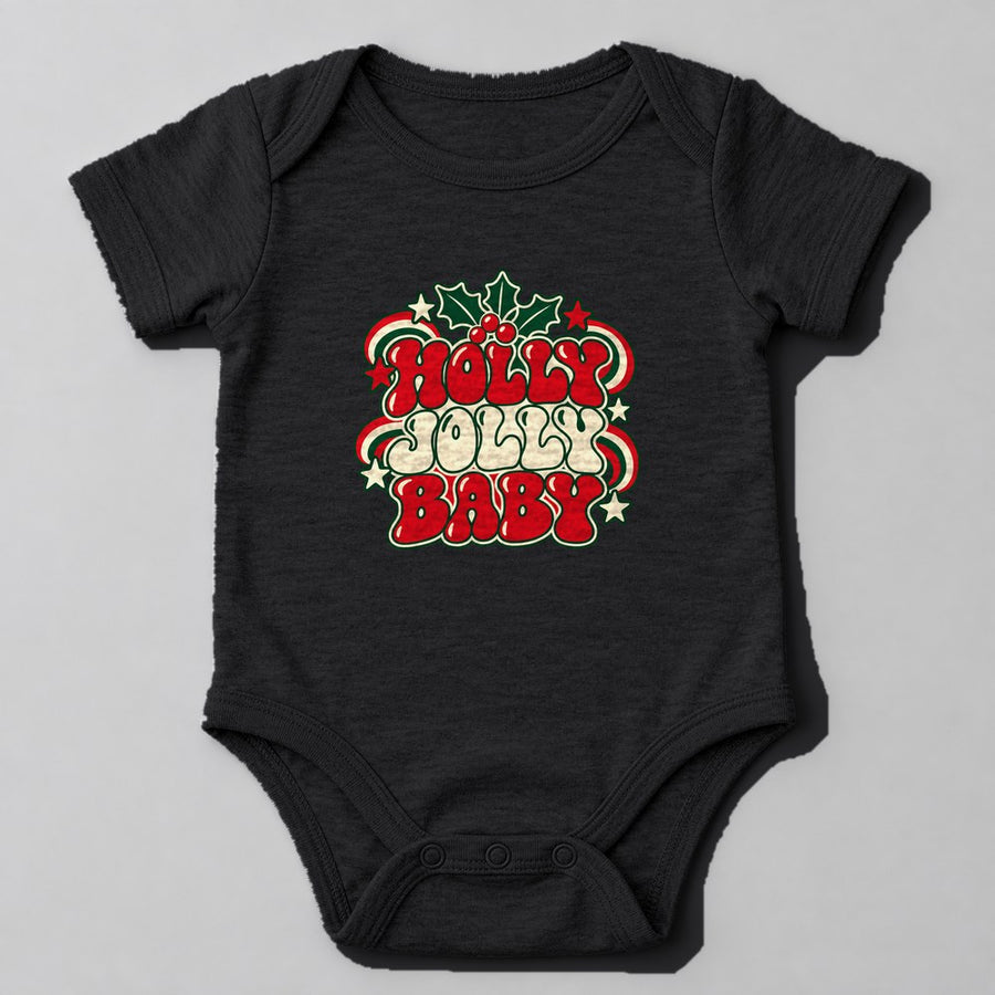 Holly Jolly Baby Baby Onesie in Black