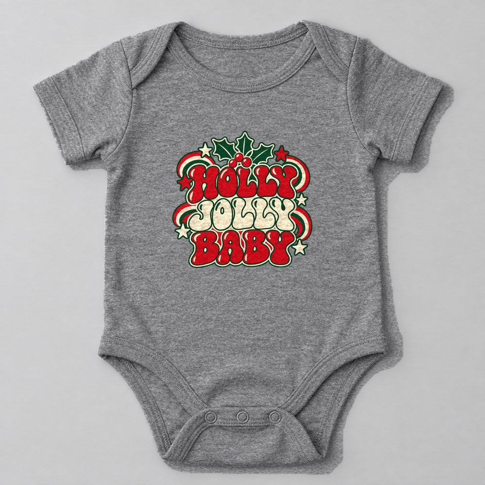 Holly Jolly Baby Baby Onesie in Heather Grey