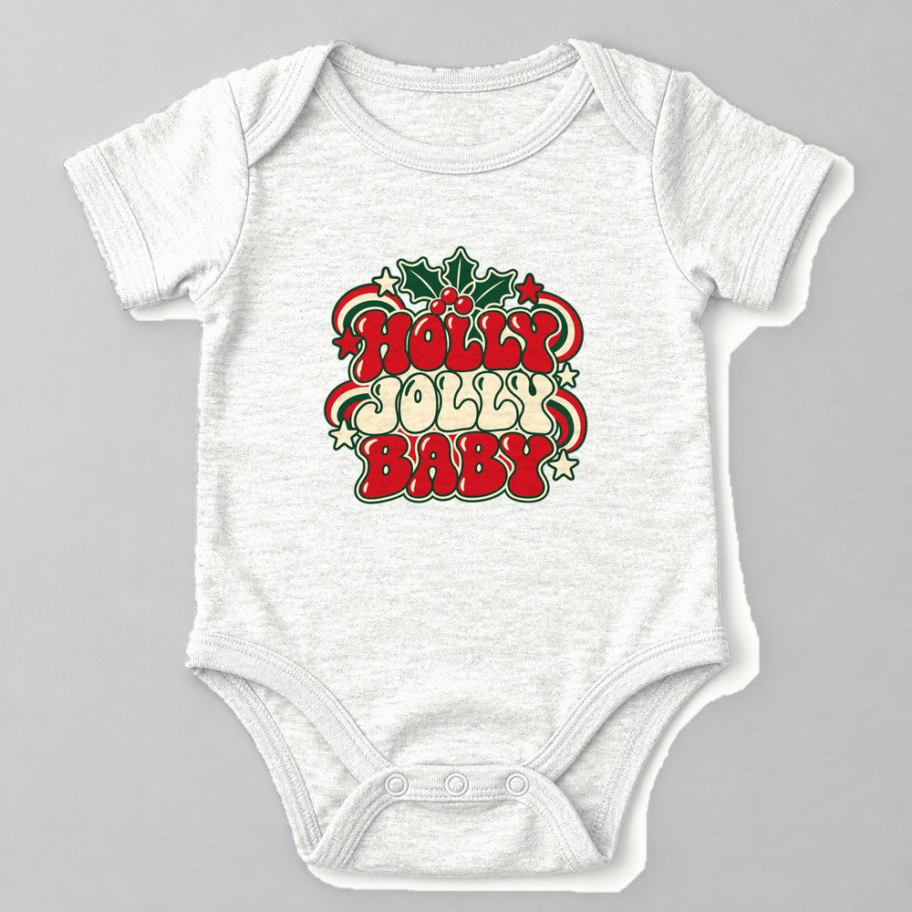 Holly Jolly Baby Baby Onesie in White