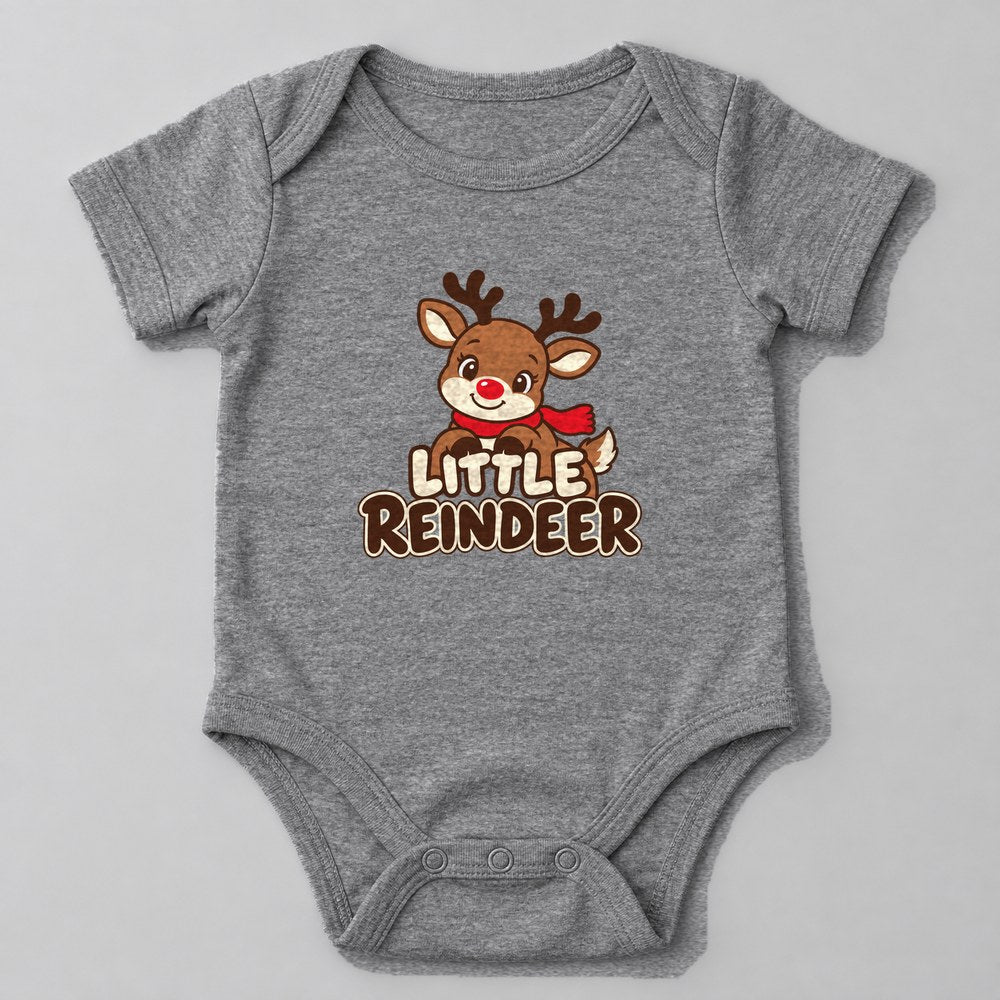Little Reindeer Baby Onesie in Heather Grey