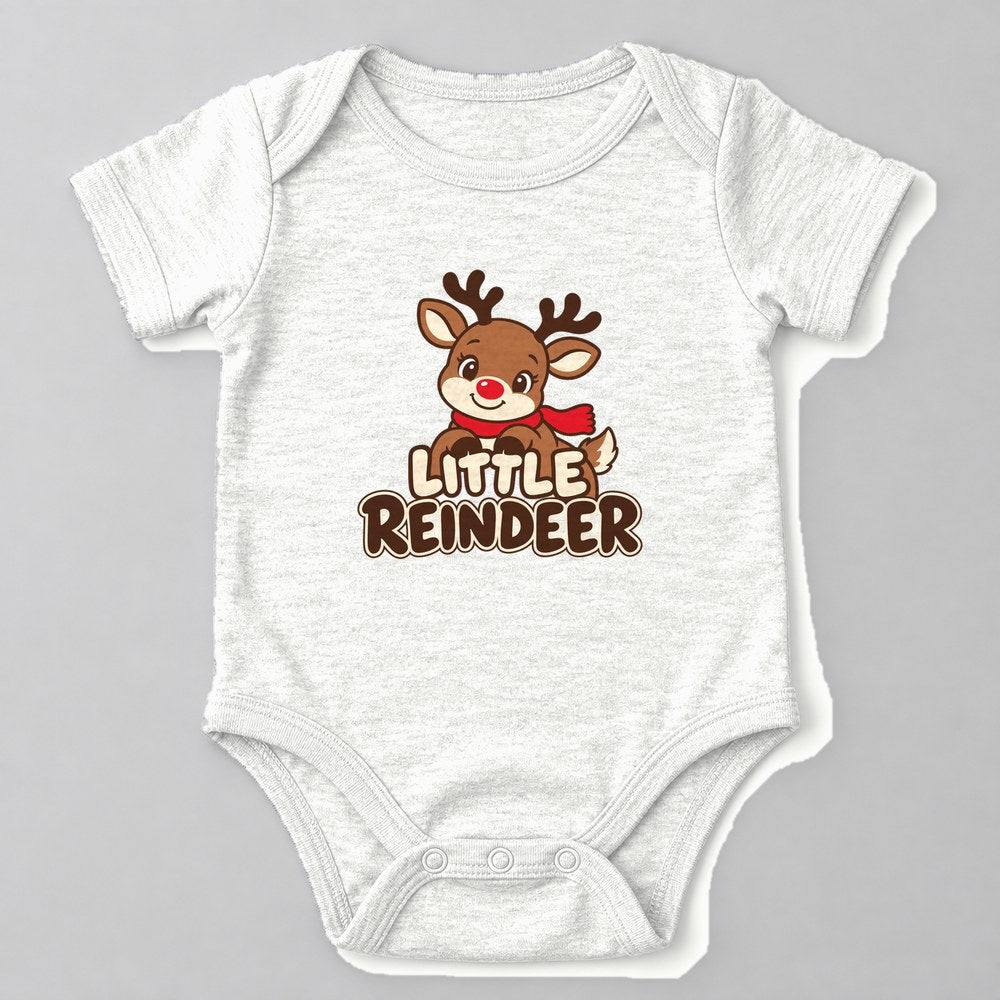 Little Reindeer Baby Onesie in White