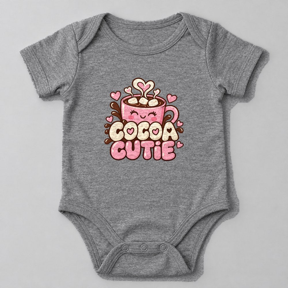 Cocoa Cutie Baby Onesie in Heather Grey