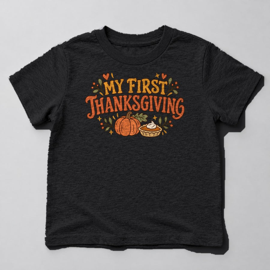 My First Thanksgiving Kids T-Shirt in Black