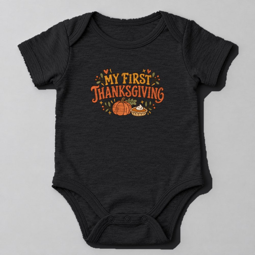 My First Thanksgiving Baby Onesie in Black
