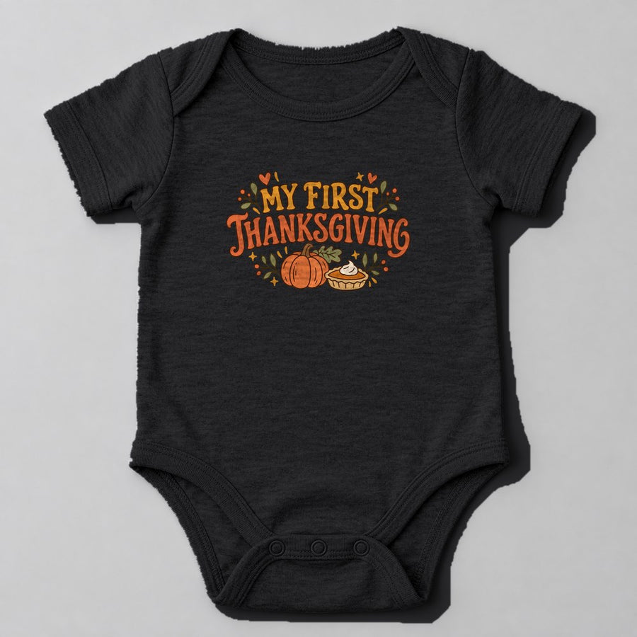 My First Thanksgiving Baby Onesie in Black