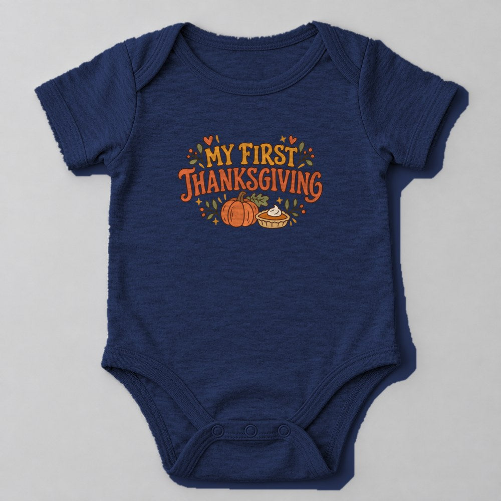 My First Thanksgiving Baby Onesie in Navy
