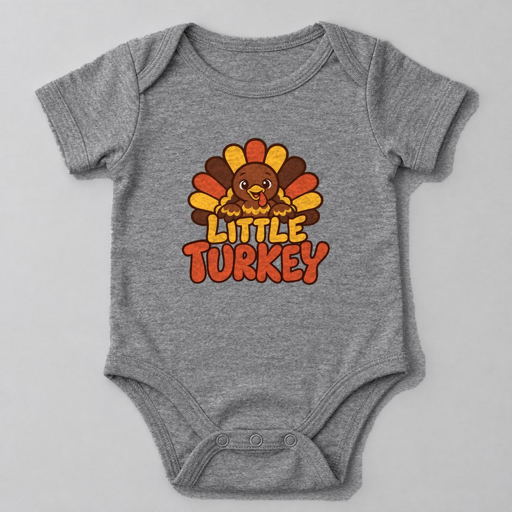 Little Turkey Baby Onesie in Heather Grey