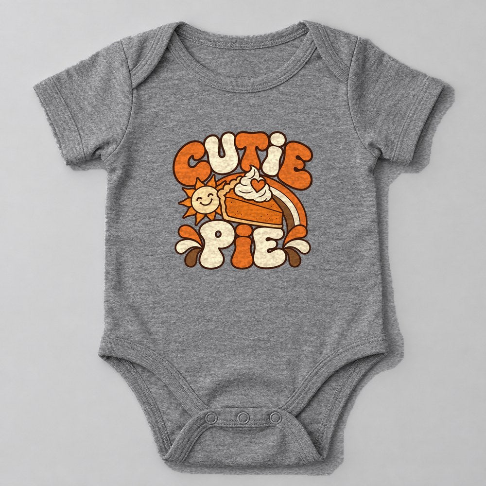 Cutie Pie Baby Onesie in Heather Grey