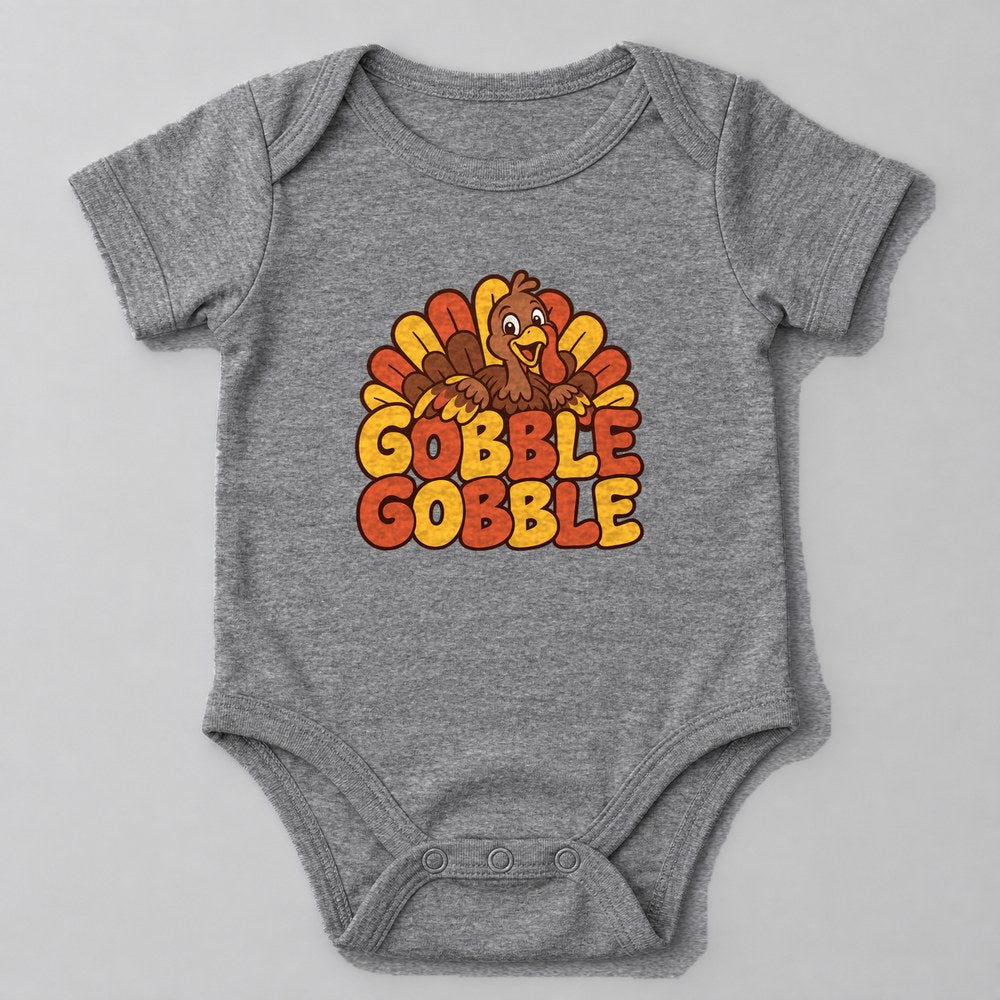 Gobble Gobble Baby Onesie in Heather Grey