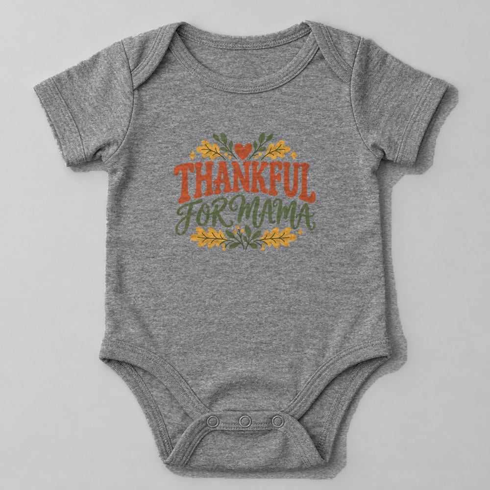 Thankful for Mama Baby Onesie in Heather Grey