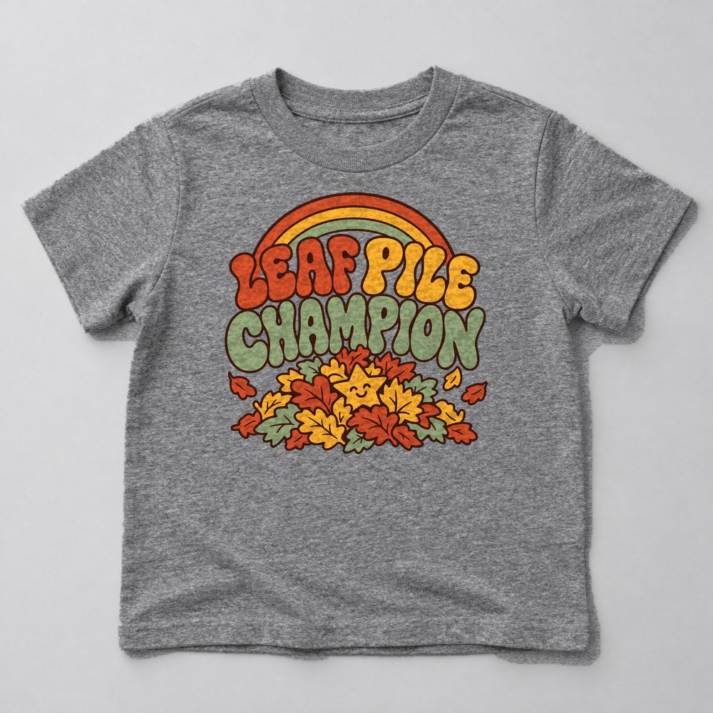 Leaf Pile Champion Kids T-Shirt in Heather Grey