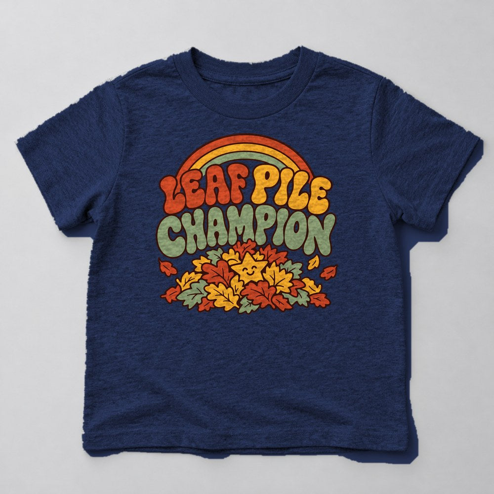Leaf Pile Champion Kids T-Shirt in Navy