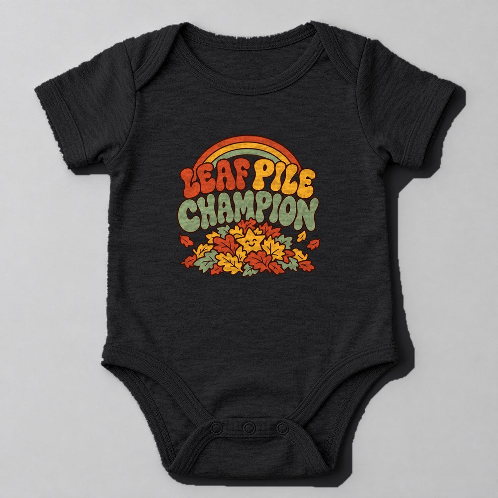 Leaf Pile Champion Baby Onesie in Black