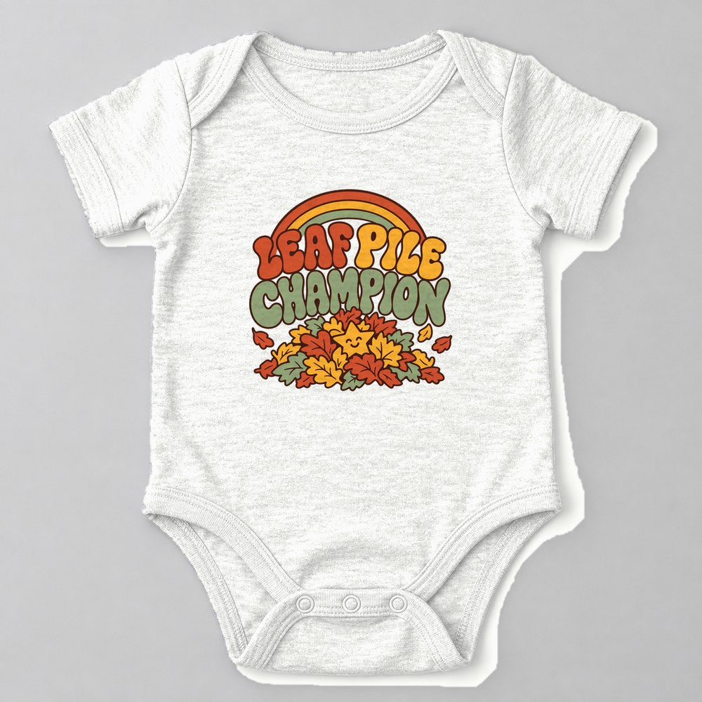 Leaf Pile Champion Baby Onesie in White