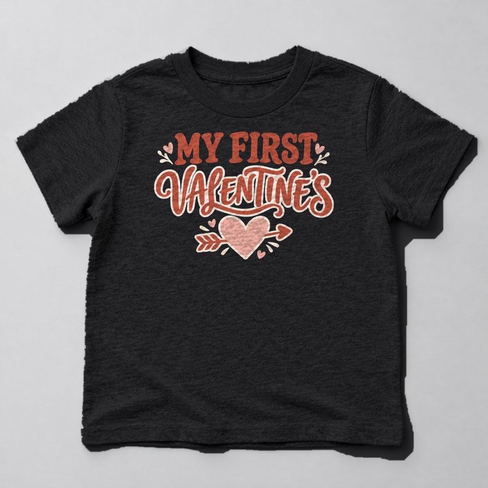My First Valentine's Kids T-Shirt in Black