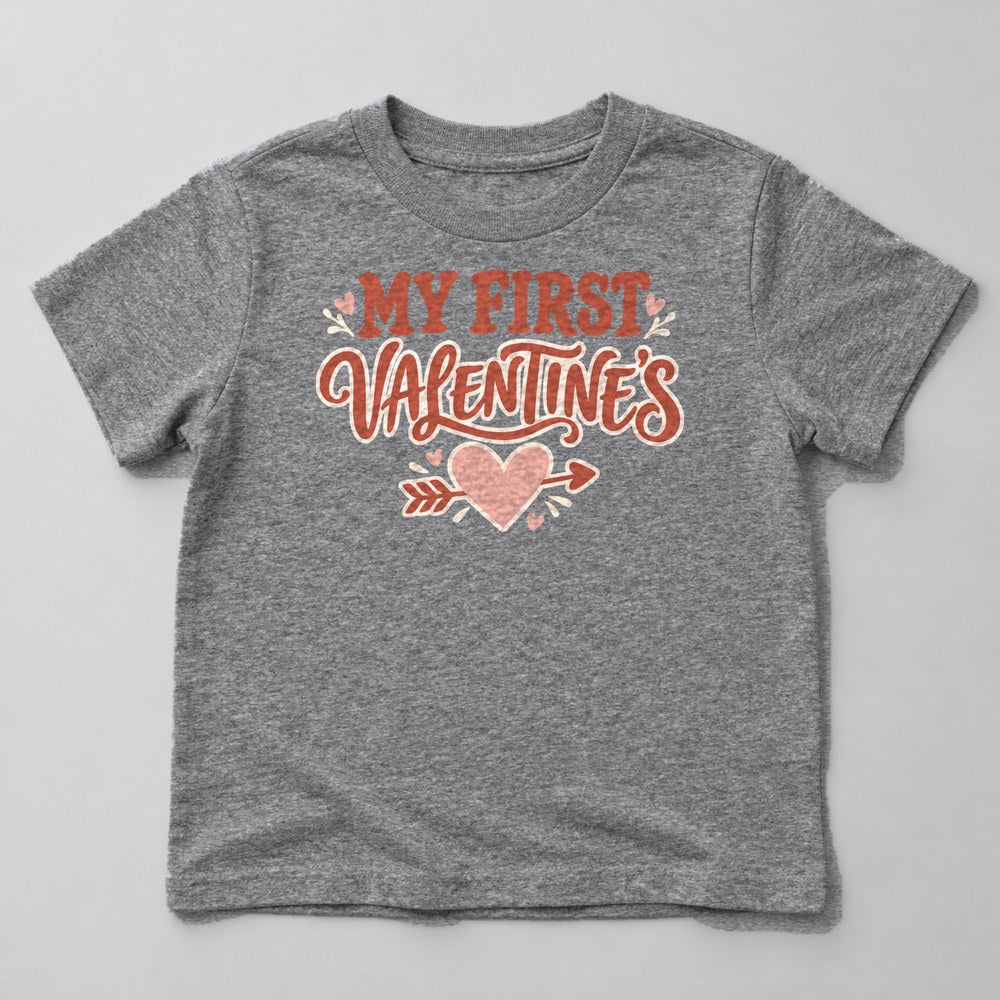 My First Valentine's Kids T-Shirt in Heather Grey