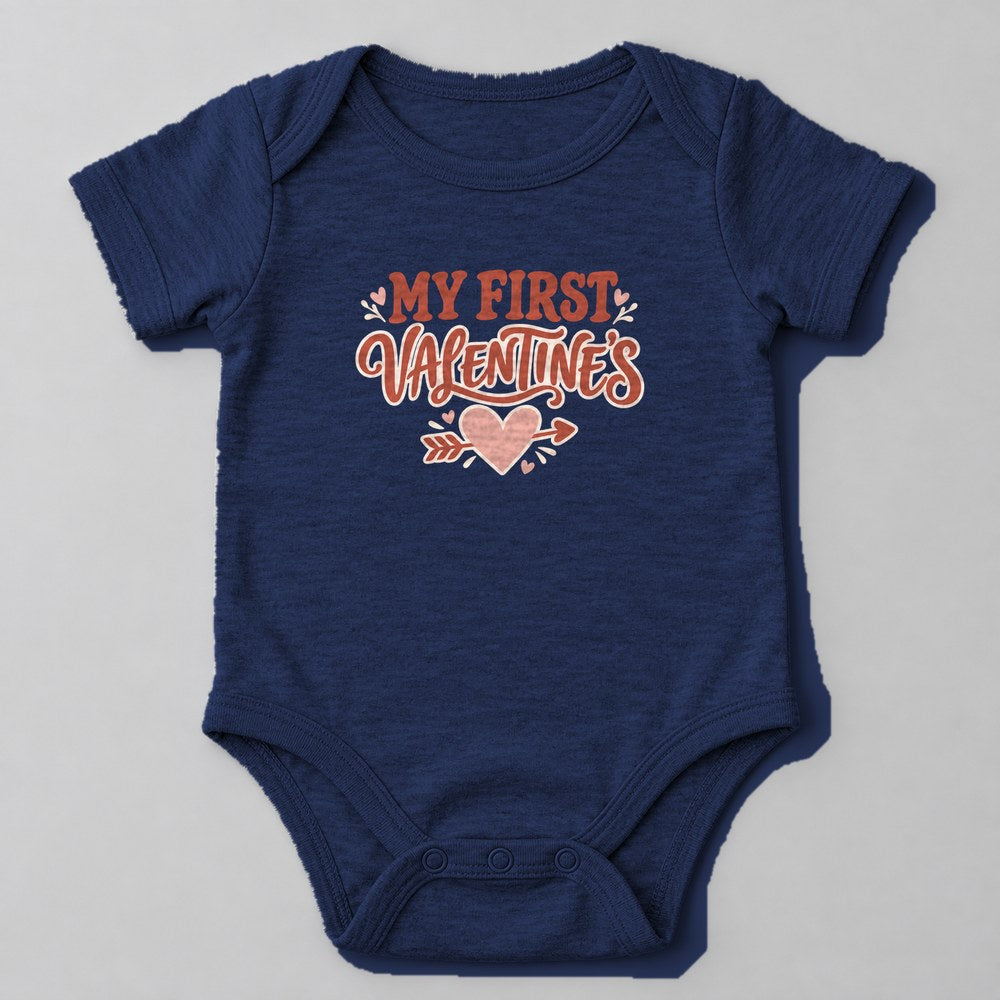 My First Valentine's Baby Onesie in Navy