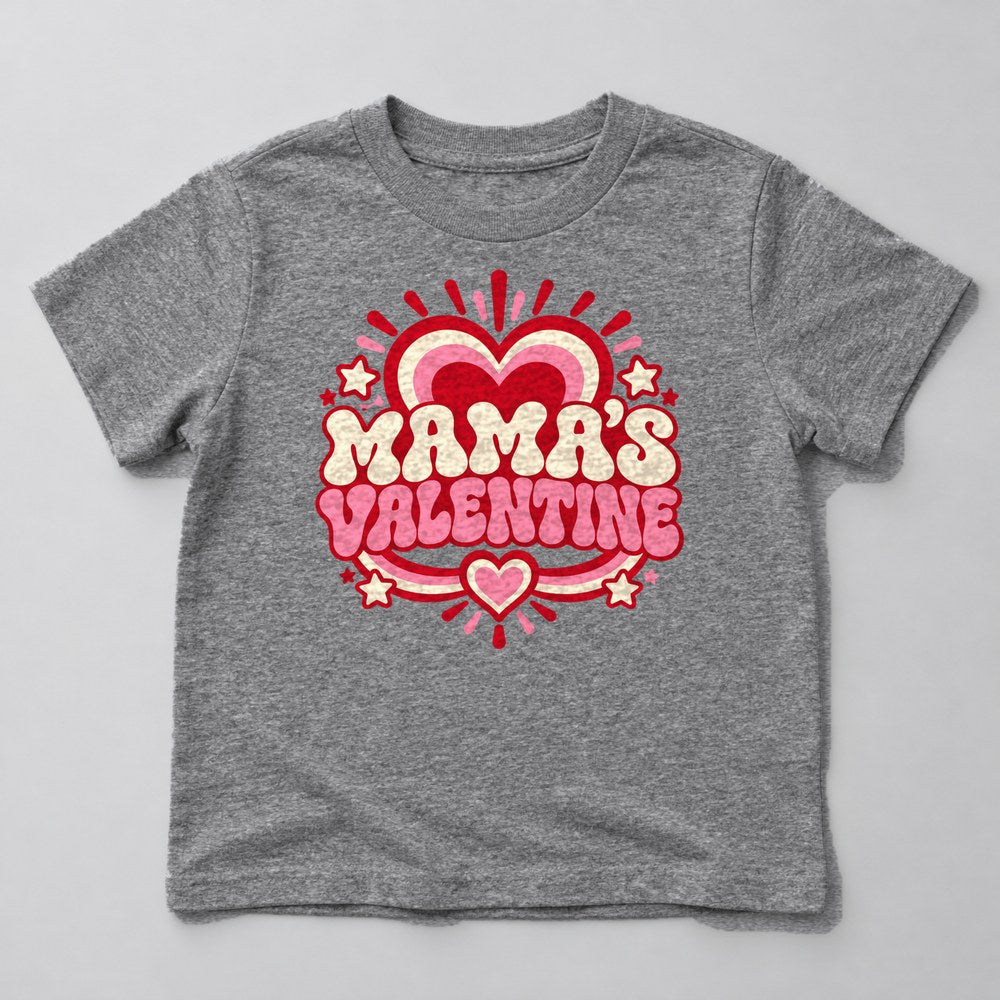 Mama's Valentine Kids T-Shirt in Heather Grey