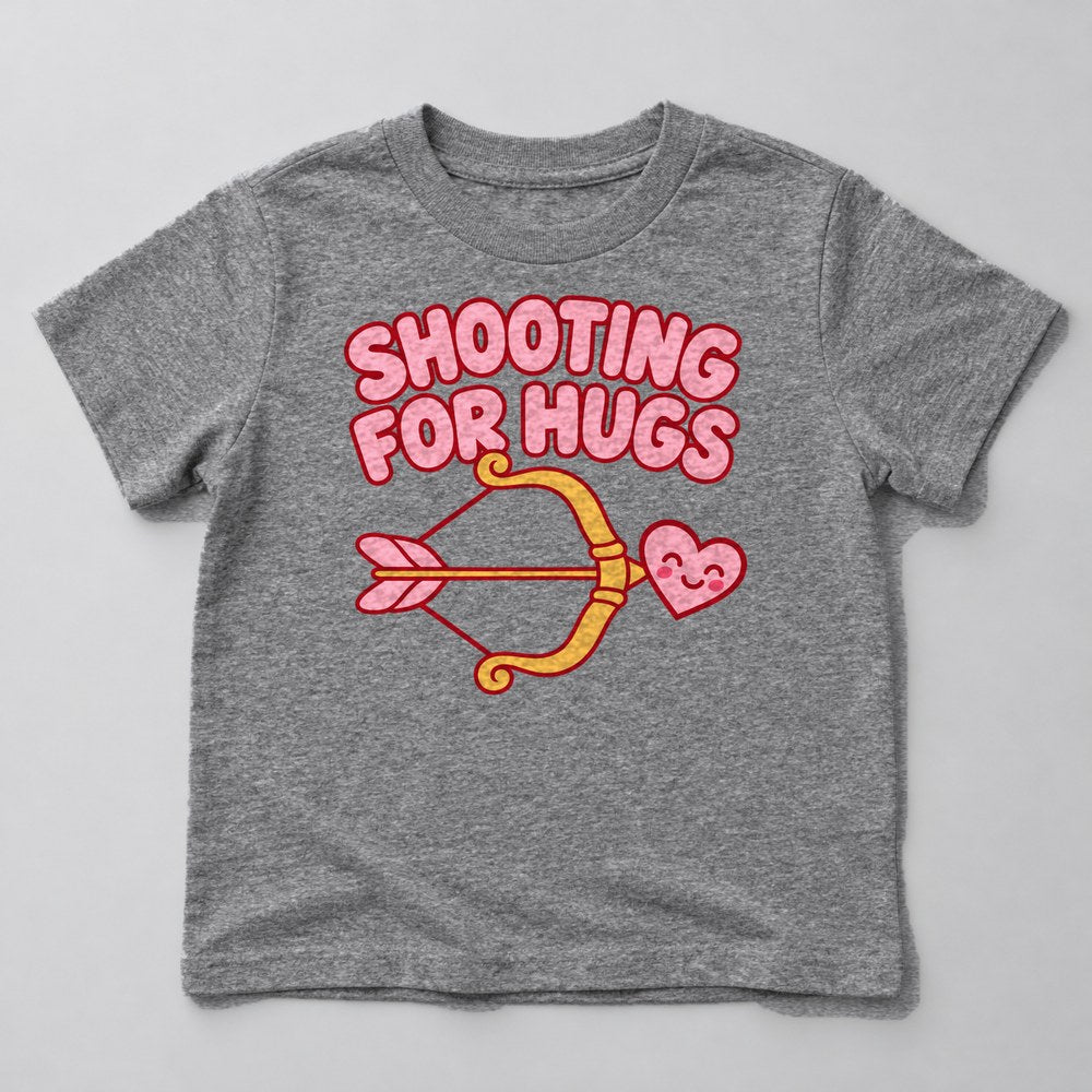 Shooting for Hugs Kids T-Shirt in Heather Grey