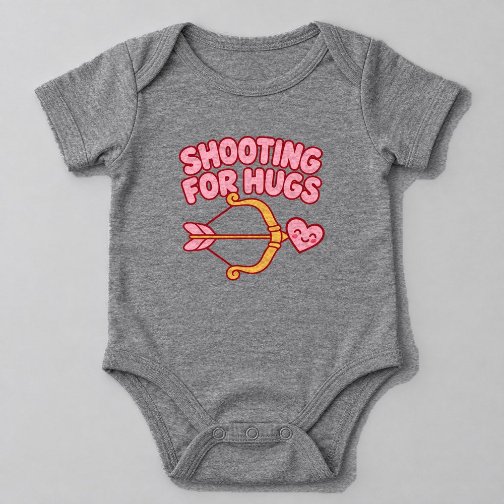 Shooting for Hugs Baby Onesie in Heather Grey