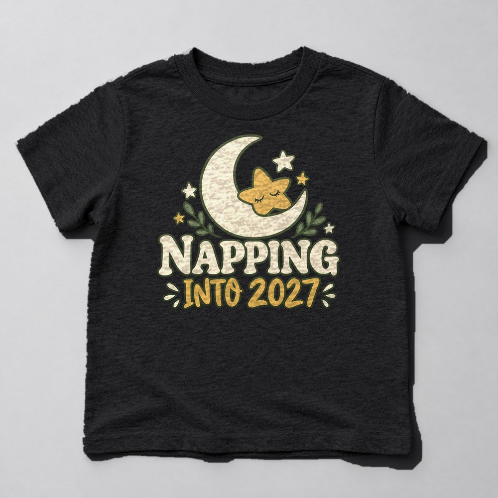 Napping Into 2027 Kids T-Shirt in Black