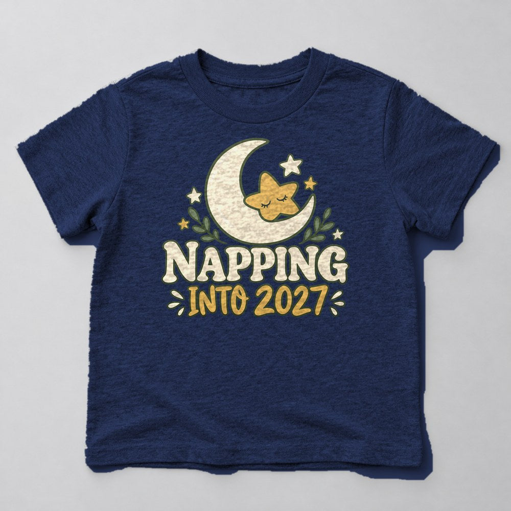 Napping Into 2027 Kids T-Shirt in Navy