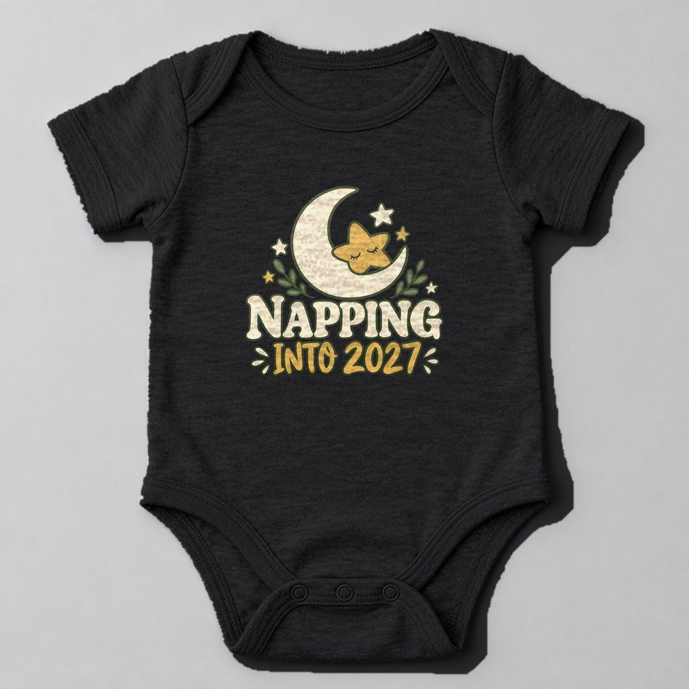 Napping Into 2027 Baby Onesie in Black