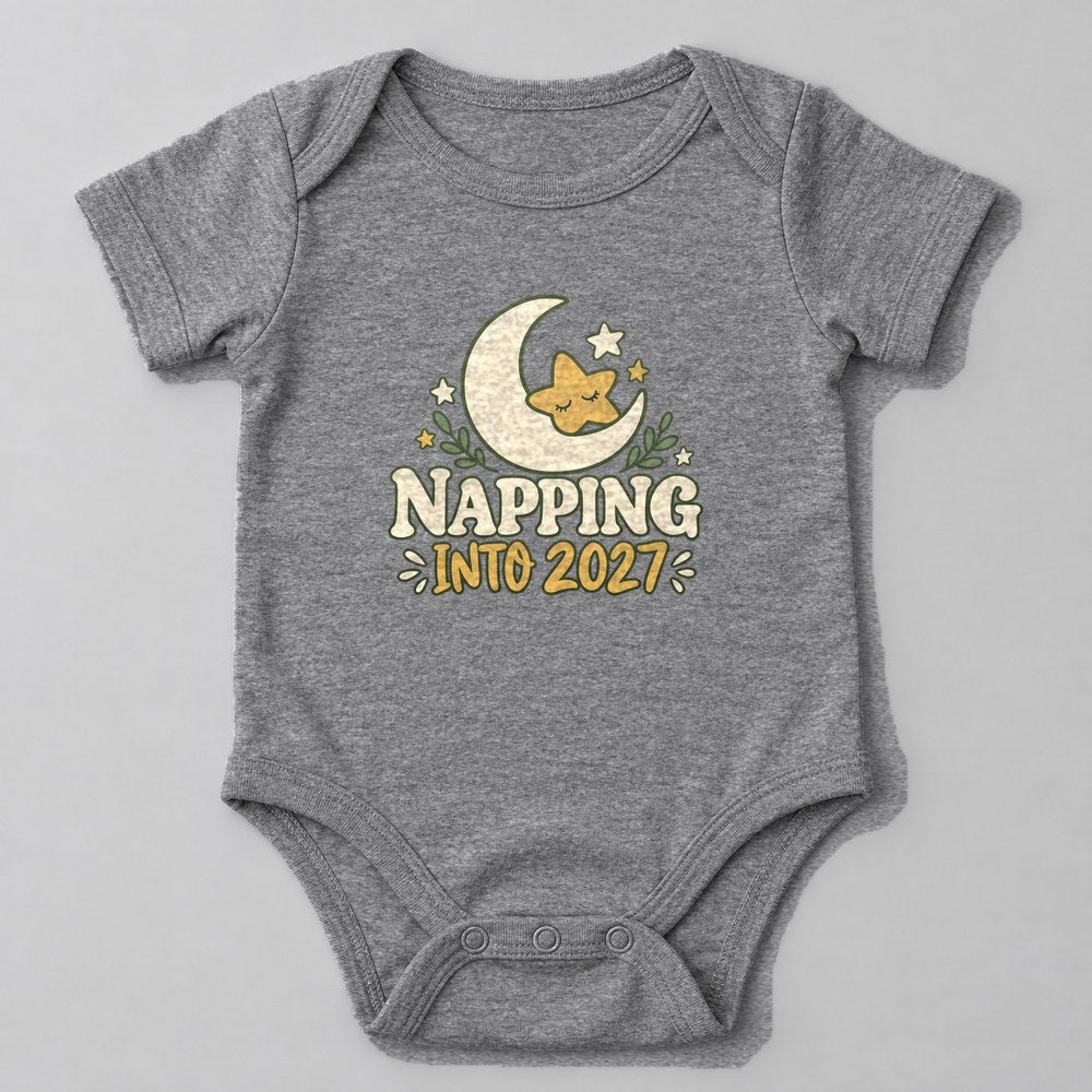 Napping Into 2027 Baby Onesie in Heather Grey