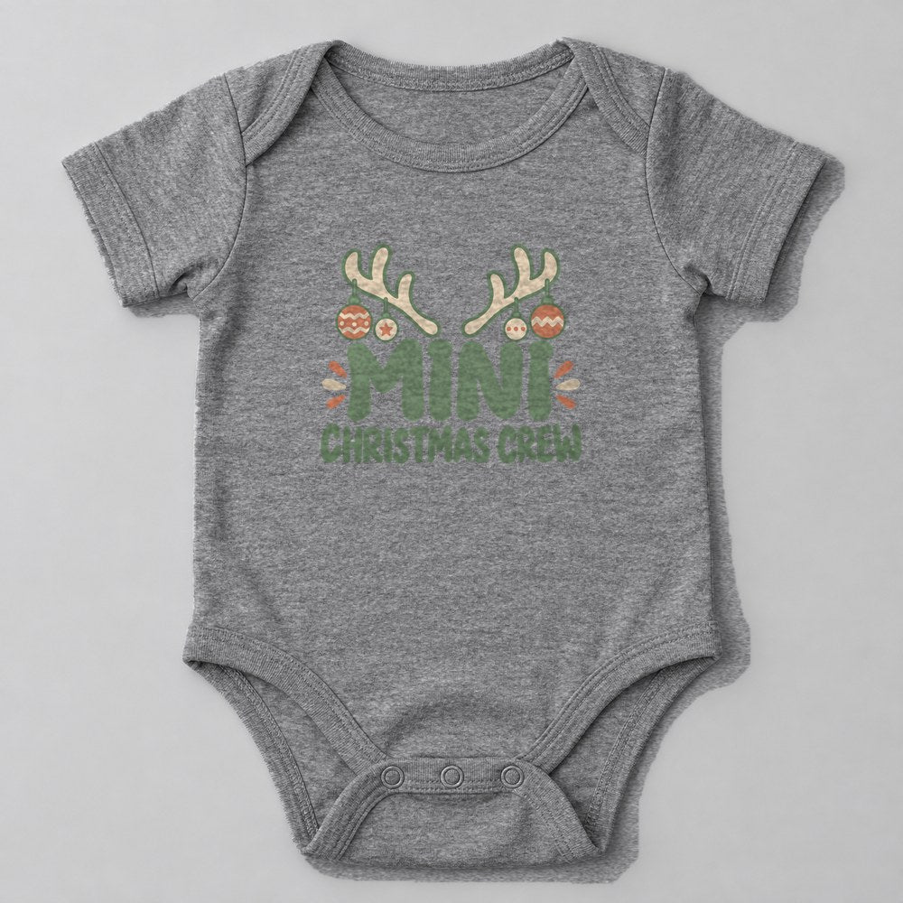 Mini Christmas Crew Baby Onesie in Heather Grey