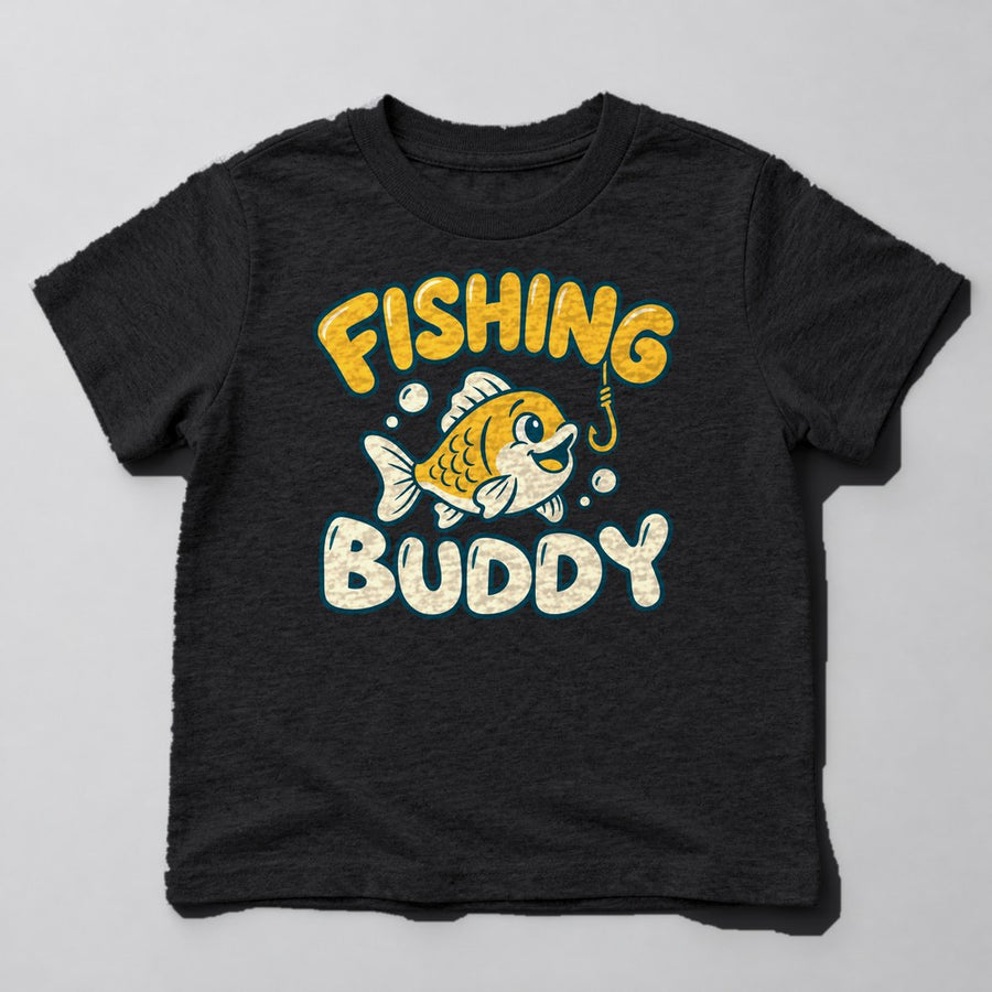 Fishing Buddy Kids T-Shirt in Black