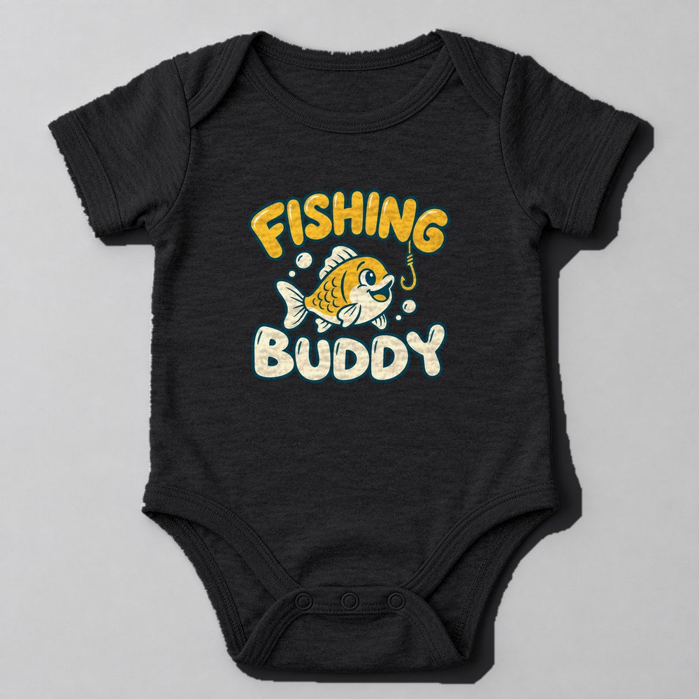 Fishing Buddy Baby Onesie in Black