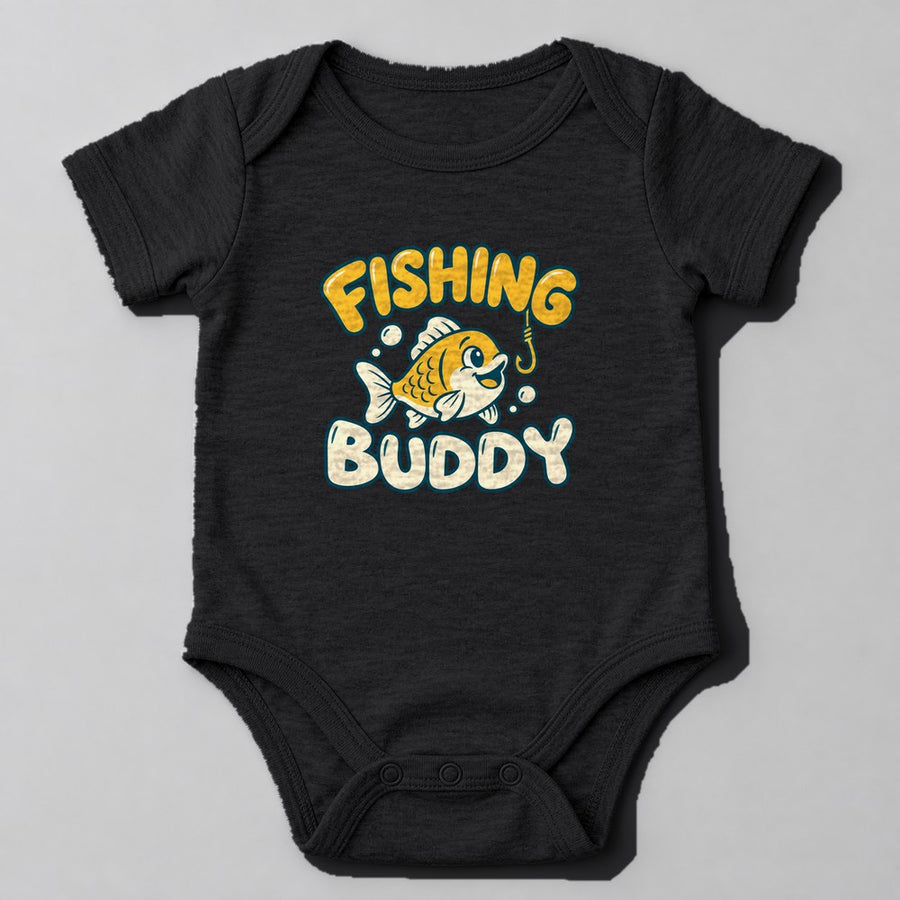 Fishing Buddy Baby Onesie in Black