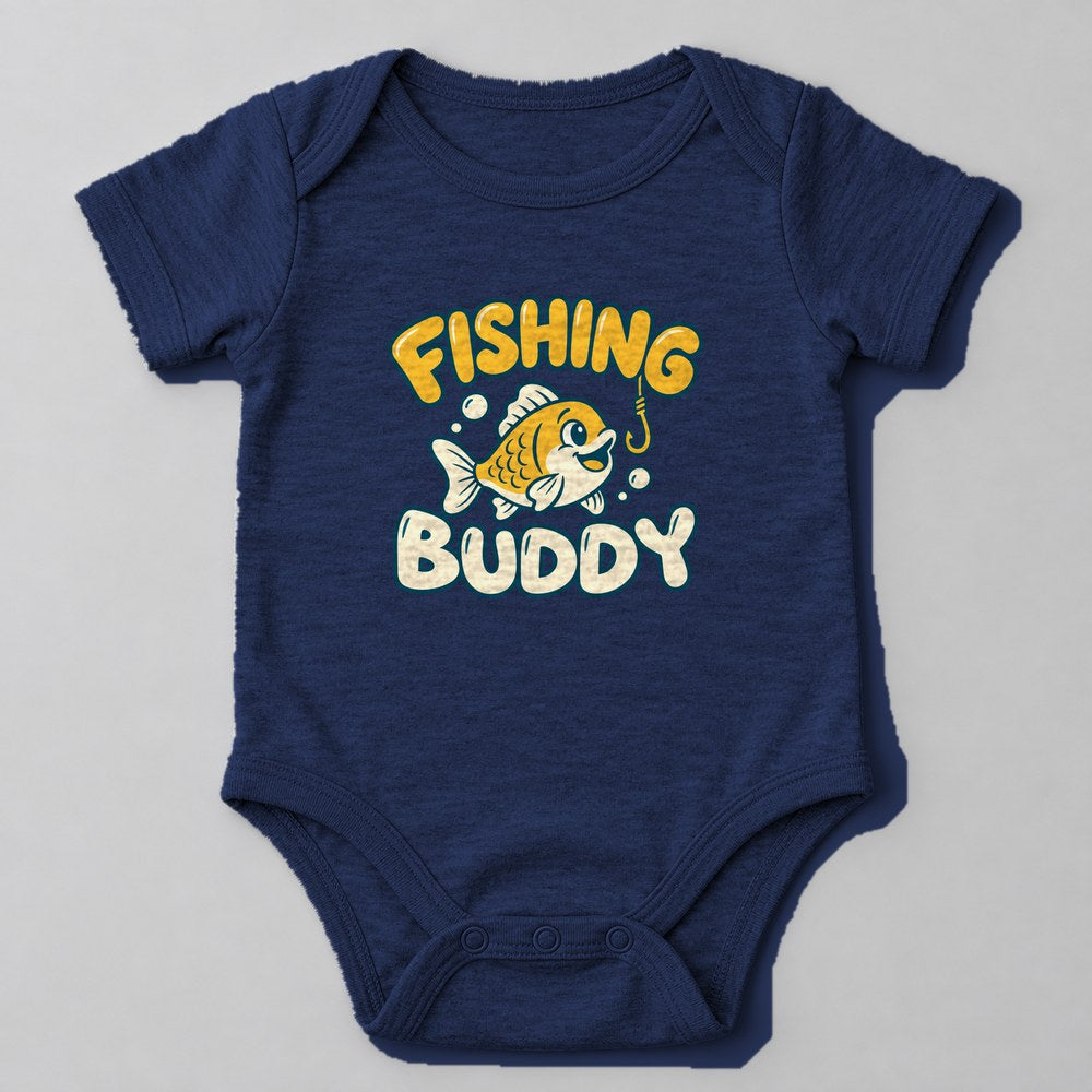 Fishing Buddy Baby Onesie in Navy