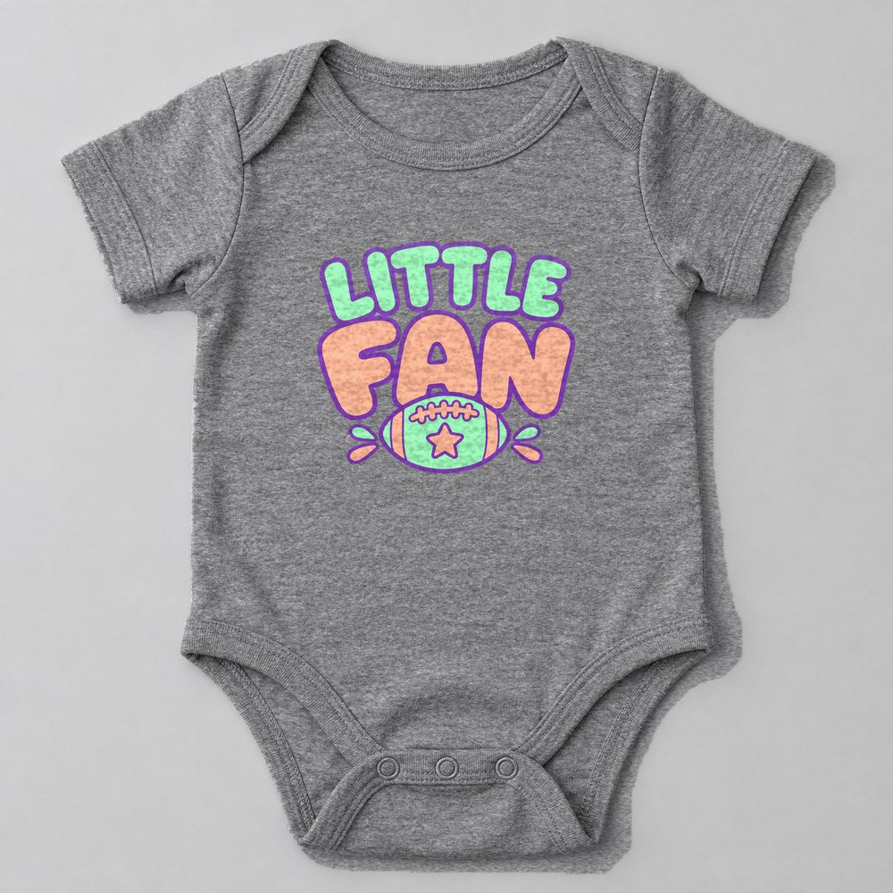 Little Fan Baby Onesie in Heather Grey