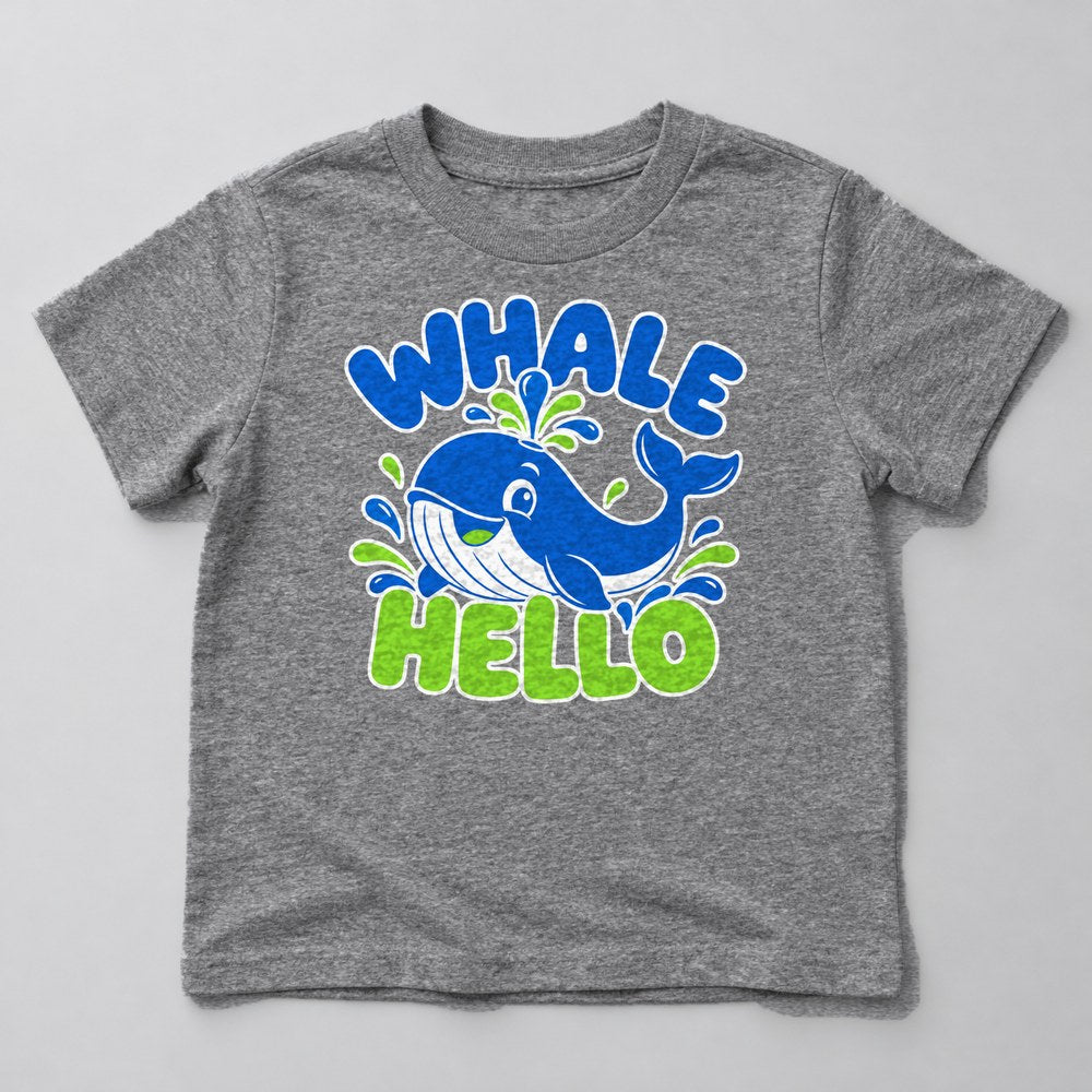 Whale Hello Kids T-Shirt in Heather Grey