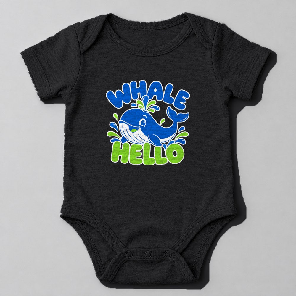 Whale Hello Baby Onesie in Black