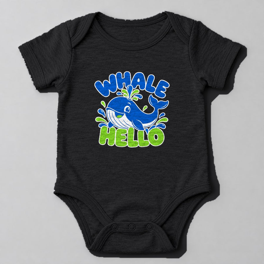 Whale Hello Baby Onesie in Black