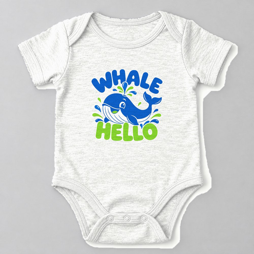 Whale Hello Baby Onesie in White