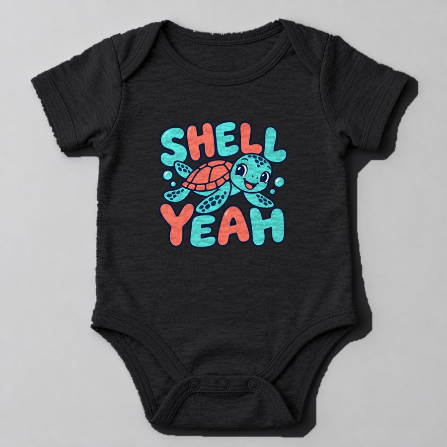 Shell Yeah Baby Onesie in Black
