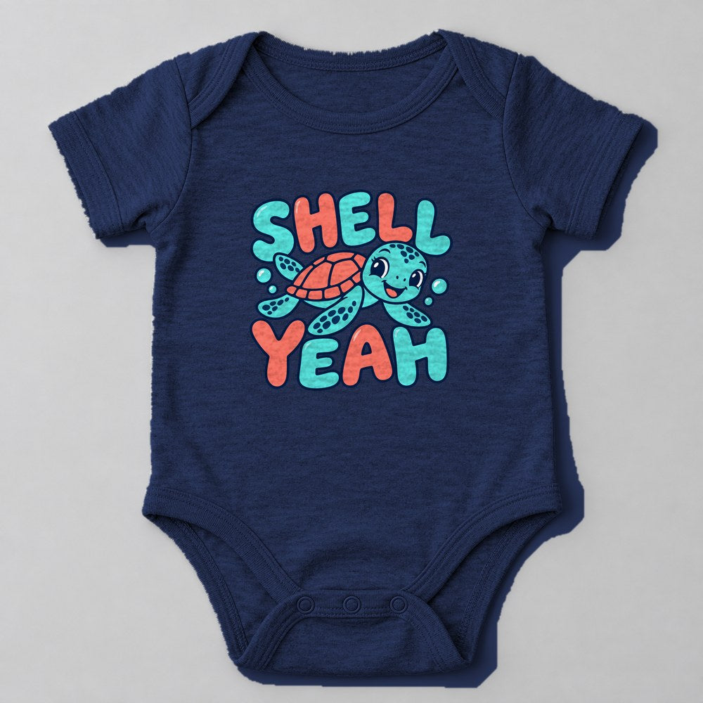 Shell Yeah Baby Onesie in Navy