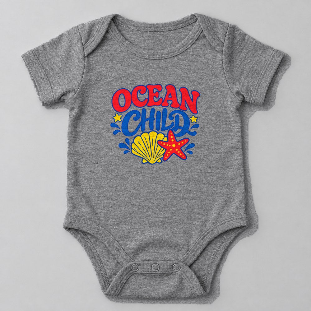 Ocean Child Baby Onesie in Heather Grey