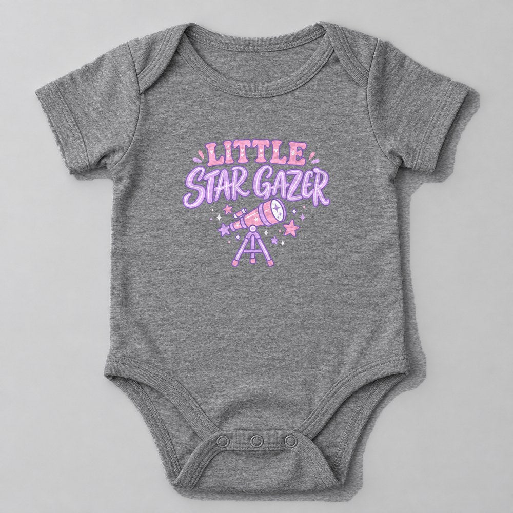 Little Star Gazer Baby Onesie in Heather Grey