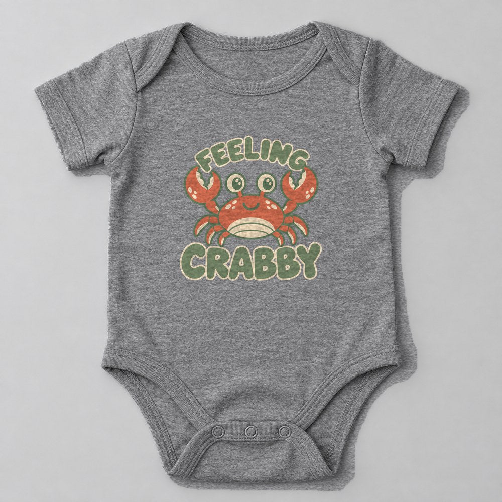 Feeling Crabby Baby Onesie in Heather Grey