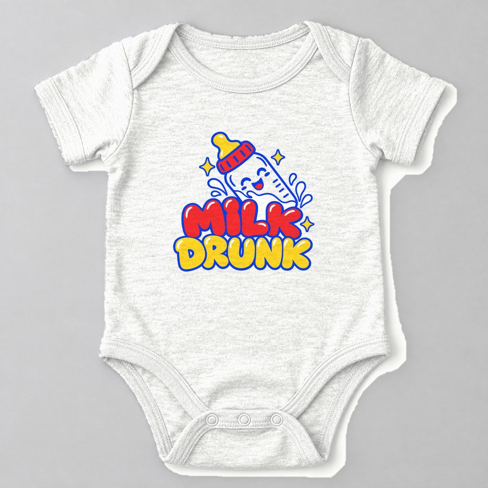 Milk Drunk Baby Onesie in White